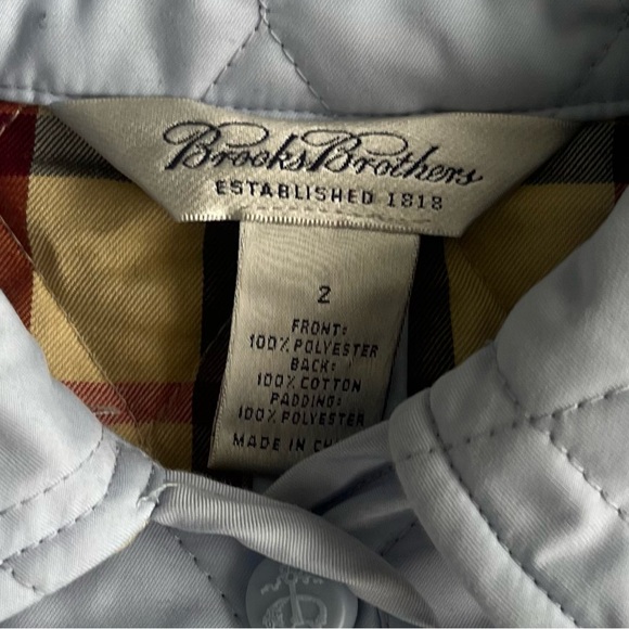 Brooks Brothers Quilted Jacket Women SZ 2 Field Coat Plaid Interior Light Blue - Picture 9 of 9